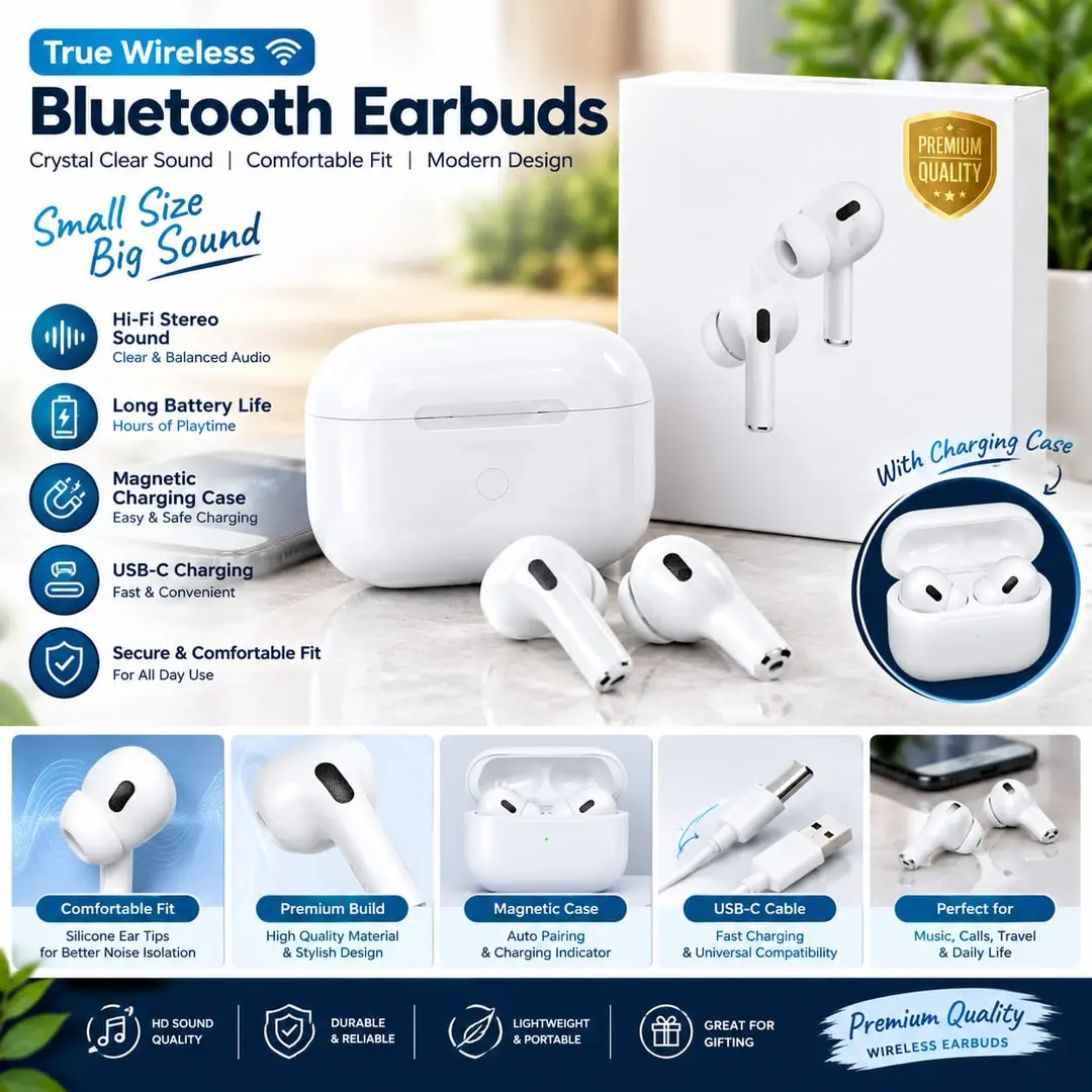 Black Long-Lasting Battery With Fast Charge 2 Earbuds