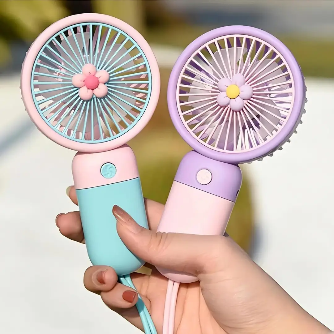Battery Operated Mini Fan Foldable Desk Desktop Fans with LED Display for Home Office Bedroom Outdoor Travel