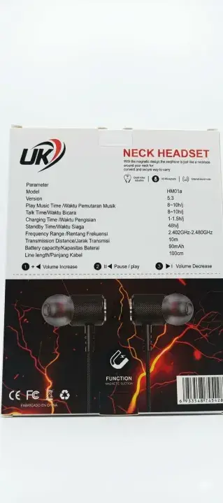 Black Long-Lasting Battery With Fast Charge Wireless Neckband