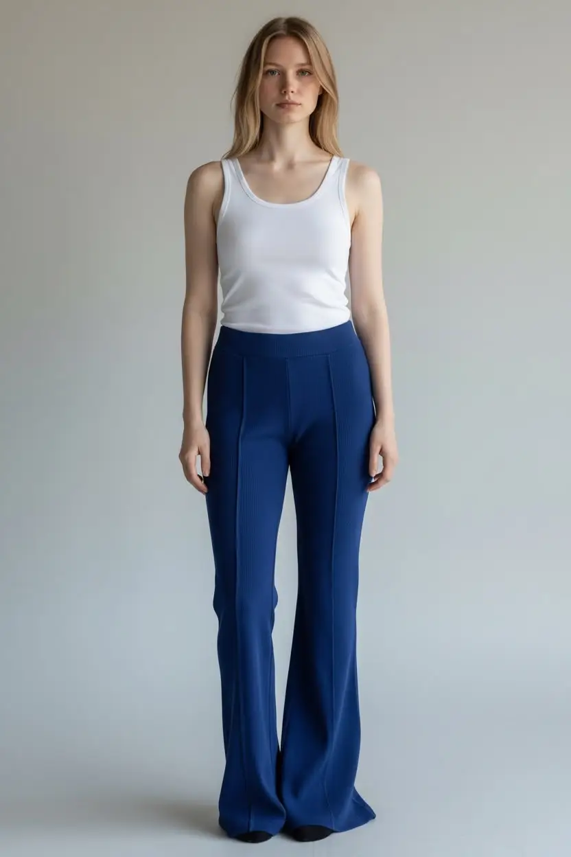 1 Pc Women's Stitched Cotton Jersey Plain Bell Bottoms