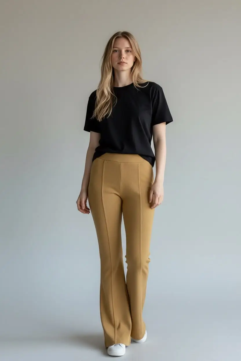 1 Pc Women's Stitched Cotton Jersey Plain Bell Bottoms