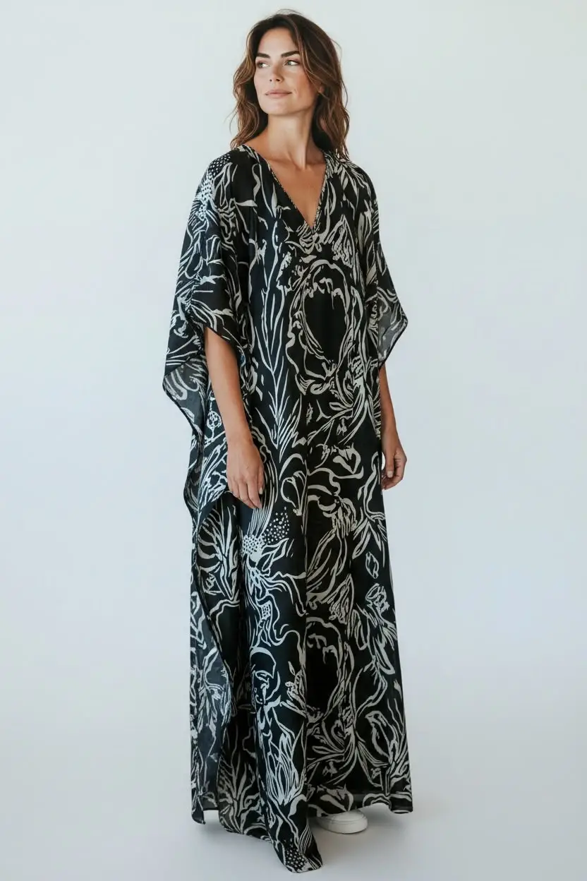 1 Pc Women's Stitched Silk Printed Maxi