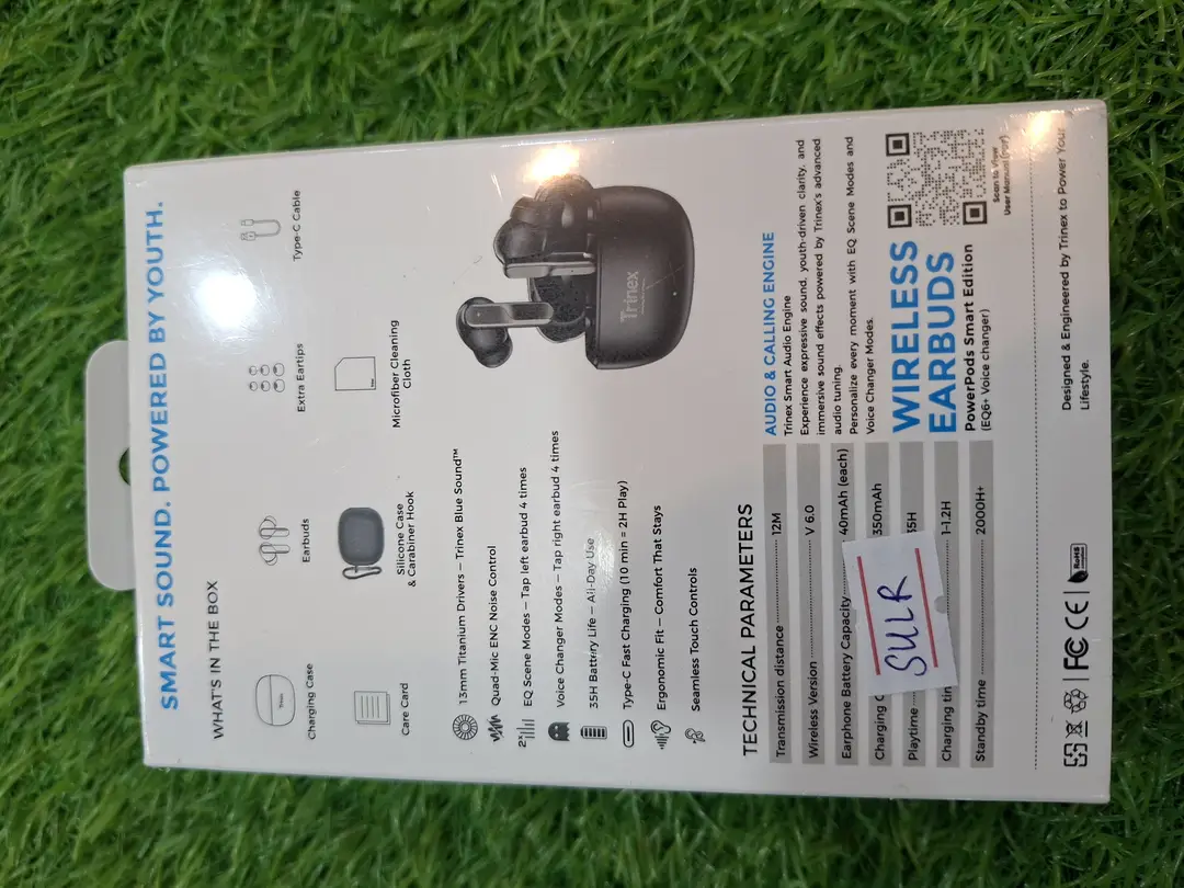 Trinex PowerPods Smart Edition Wireless Earbuds TWS Bluetooth Earbuds With Mic, 35H Long Battery Life, Voice Changer, Smart Sound, Clear Calls, In-Ear Handsfree For Gaming, Music & Daily Use