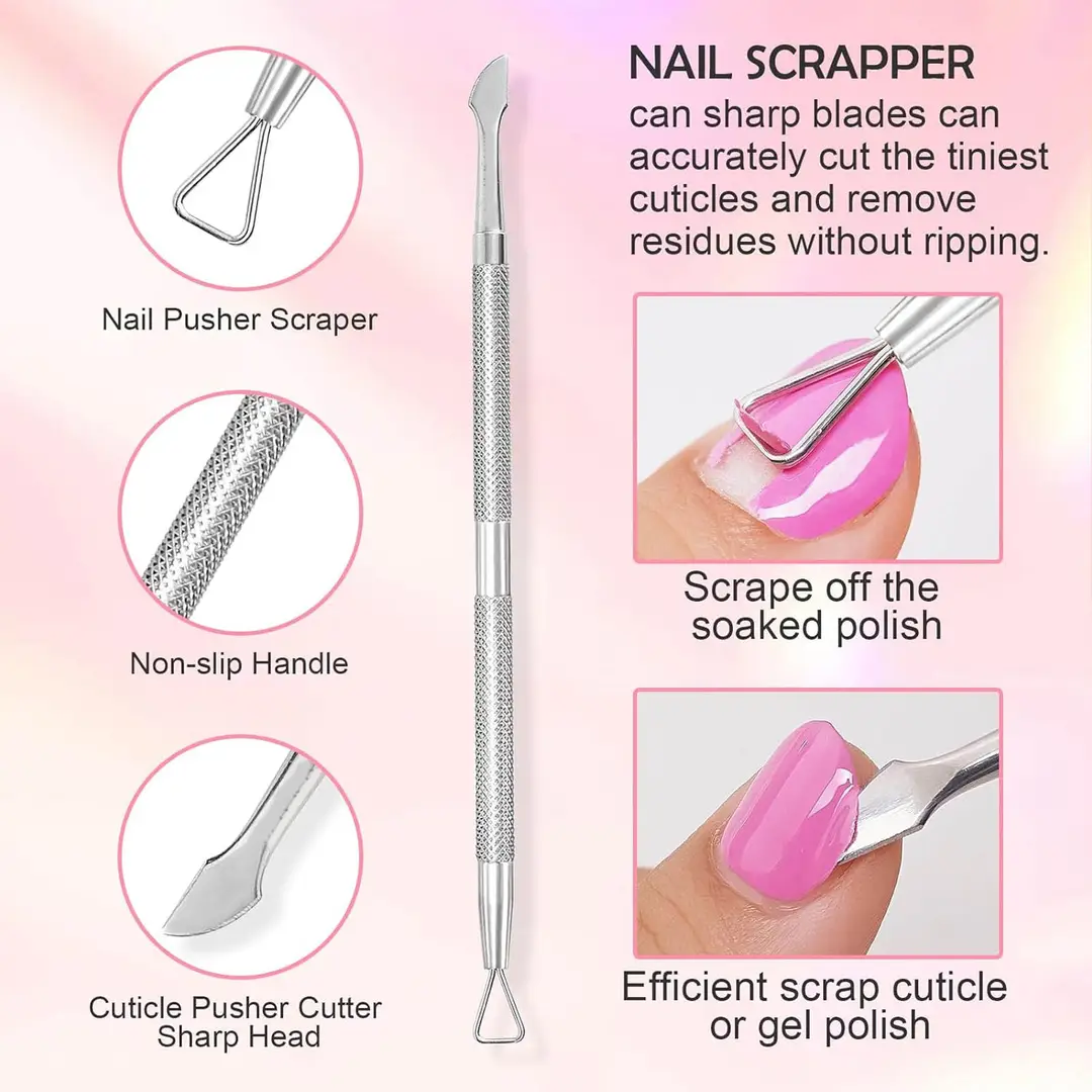 Cuticle Trimmer with Cuticle Pusher Silver Nail Trimmer