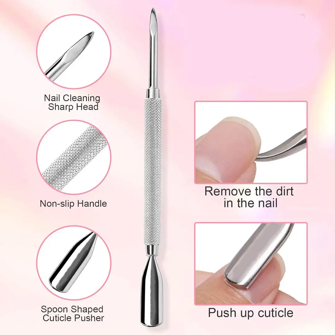 Cuticle Trimmer with Cuticle Pusher Silver Nail Trimmer