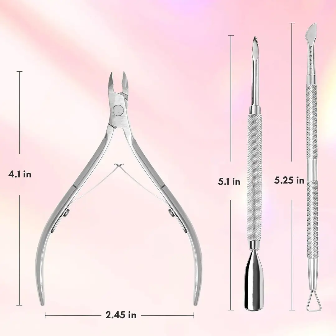 Cuticle Trimmer with Cuticle Pusher Silver Nail Trimmer