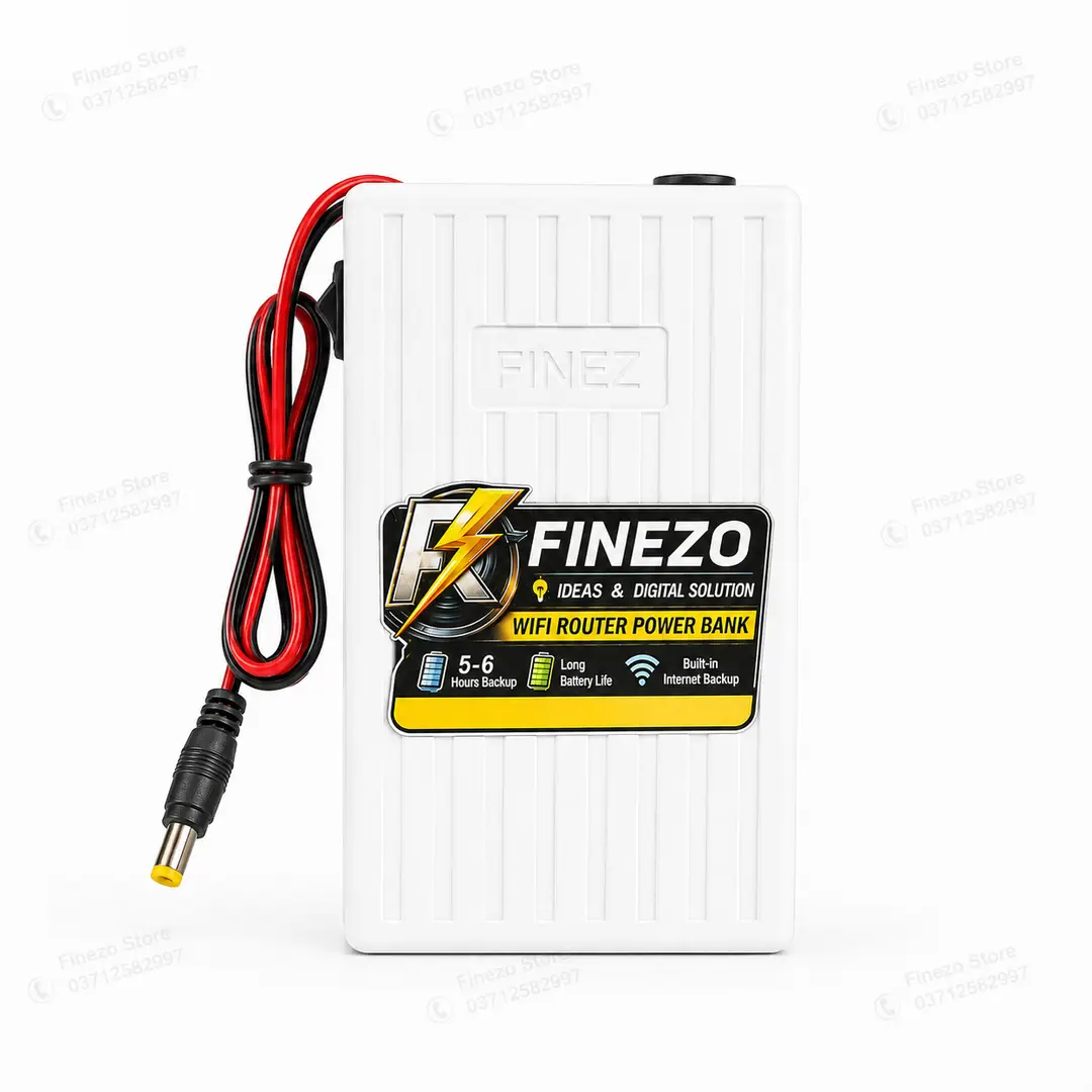 Finezo WiFi Router Power Bank 12V 6000mAh – 5-6 Hours Backup Mini UPS for WiFi Router & Modem – Supports 1A & 0.5A Devices – Portable Power Backup for Internet During Load Shedding