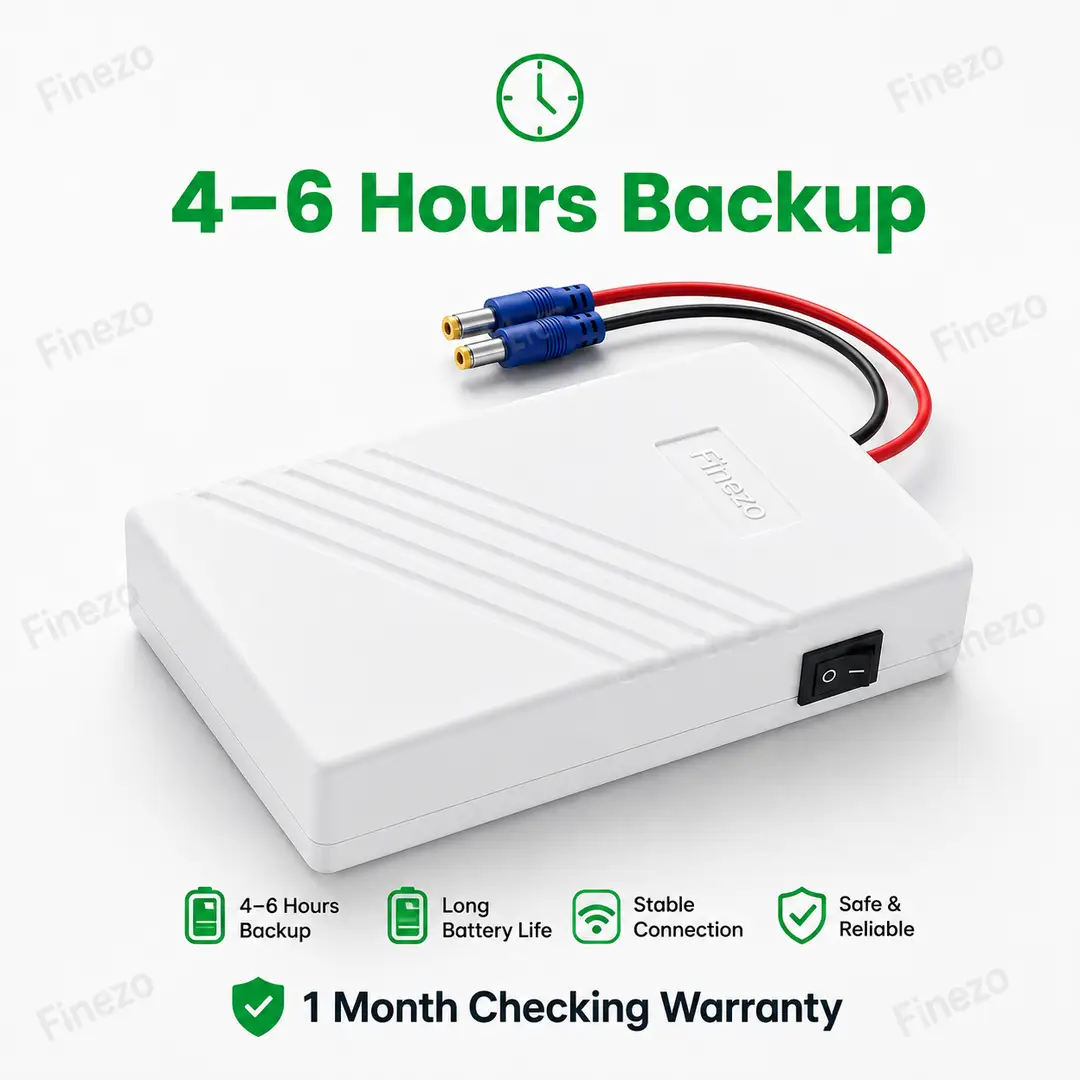 Finezo WiFi Router Power Bank 12V 12000mAh – 5-6 Hours Backup Mini UPS for WiFi Router, Modem, ONU & ONT – Supports 1A, 1.5A & 2A Devices – Portable Power Backup for Internet During Load Shedding