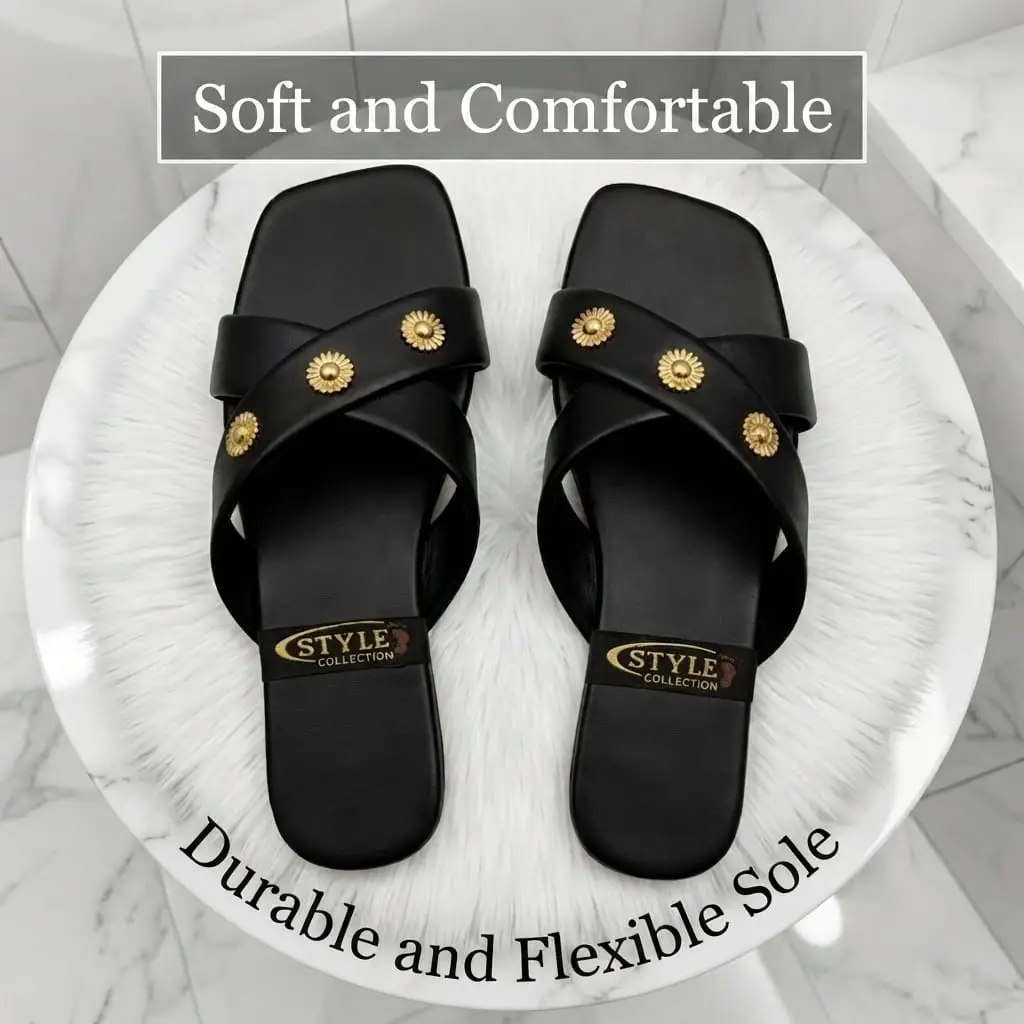 Women's Elegant Cross Strap Casual Flat Slippers