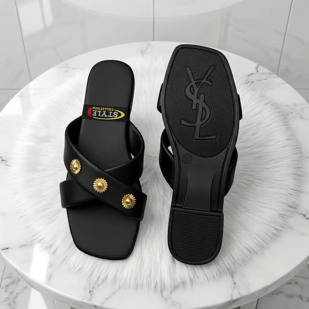 Women's Elegant Cross Strap Casual Flat Slippers