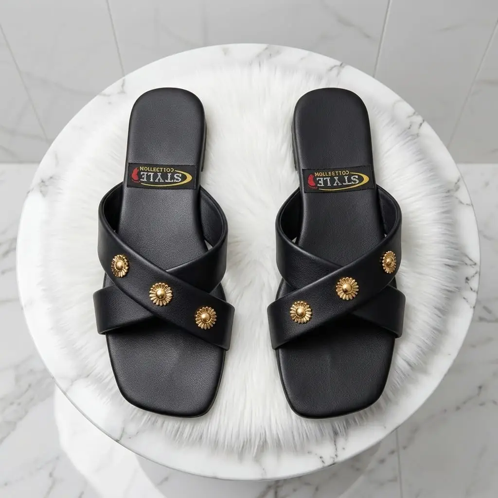 Women's Elegant Cross Strap Casual Flat Slippers