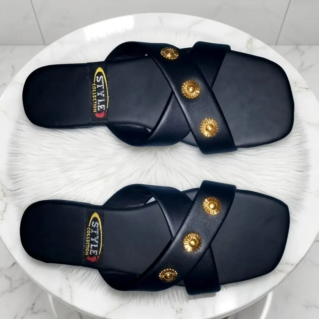 Women's Elegant Cross Strap Casual Flat Slippers