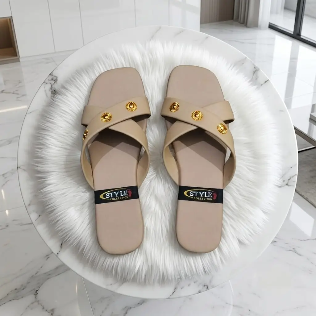 Women's Elegant Cross Strap Casual Flat Slippers