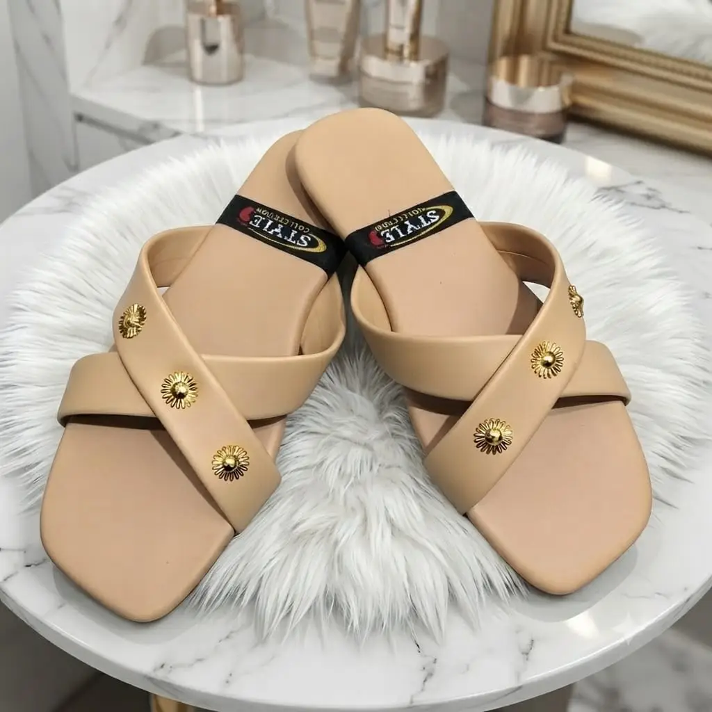 Women's Elegant Cross Strap Casual Flat Slippers