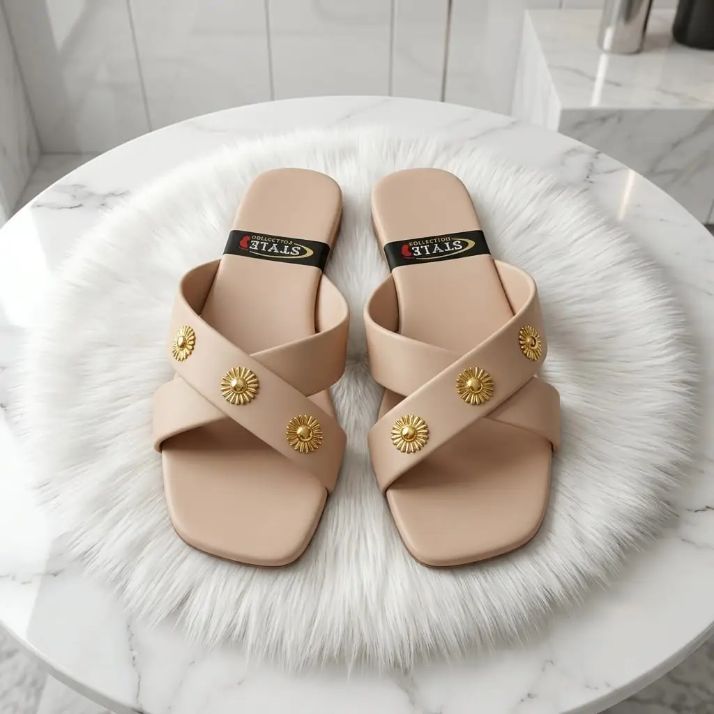 Women's Elegant Cross Strap Casual Flat Slippers