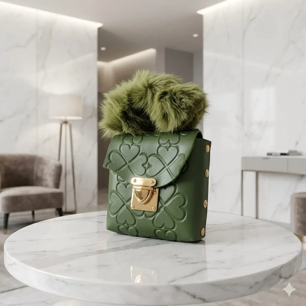 Trendy Girl's Mini Handbag - 1 Pc Embossed Green Style