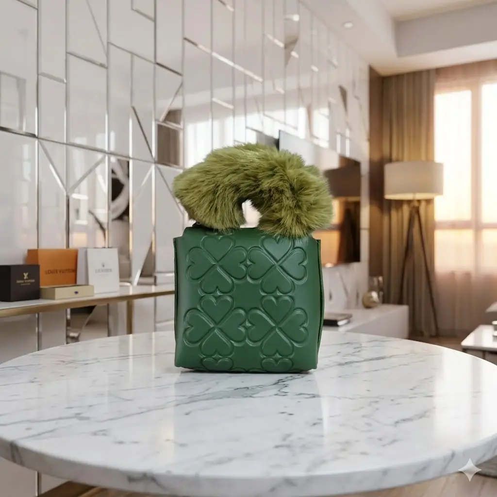 Trendy Girl's Mini Handbag - 1 Pc Embossed Green Style