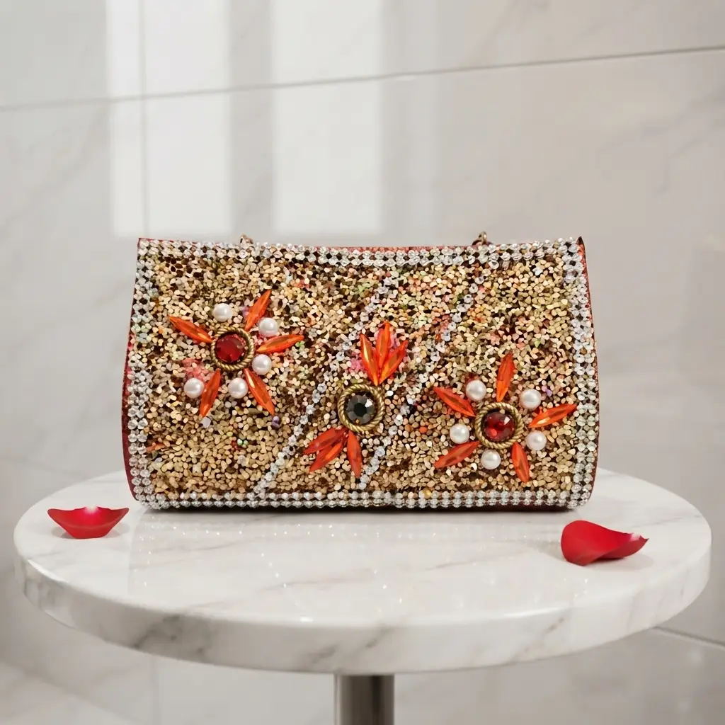 Kids Girls Glitter Party Shoulder HandBag With Chain