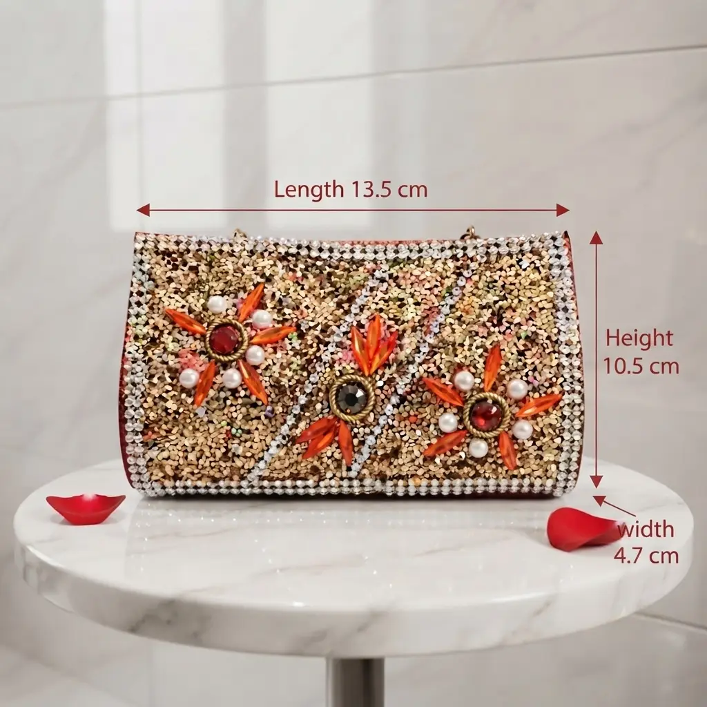 Kids Girls Glitter Party Shoulder HandBag With Chain