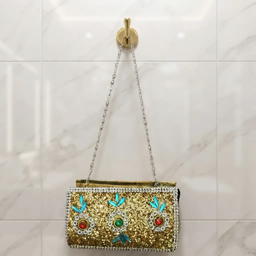 Kids Girls Glitter Party Shoulder HandBag With Chain