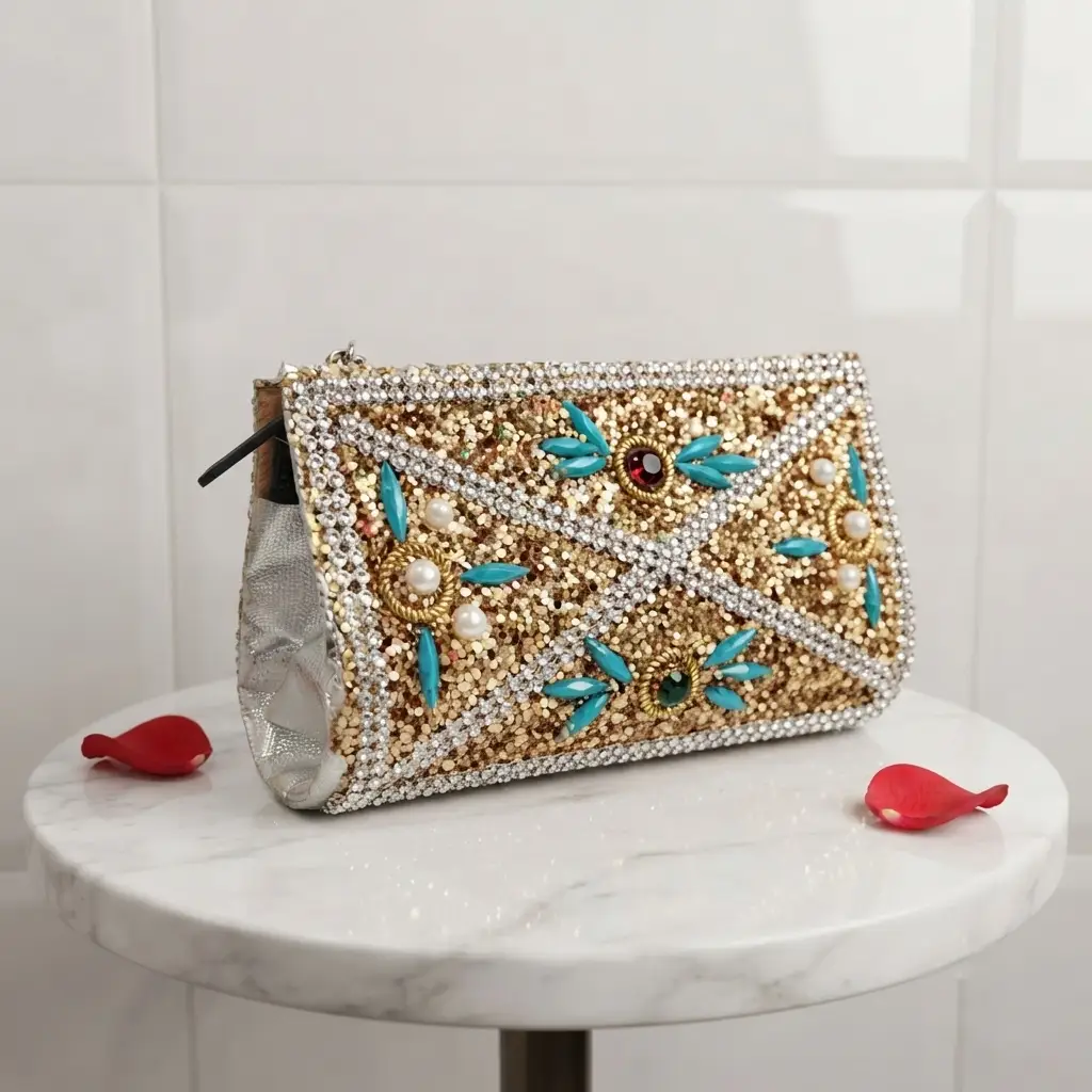 Kids Girls Glitter Party Shoulder HandBag With Chain
