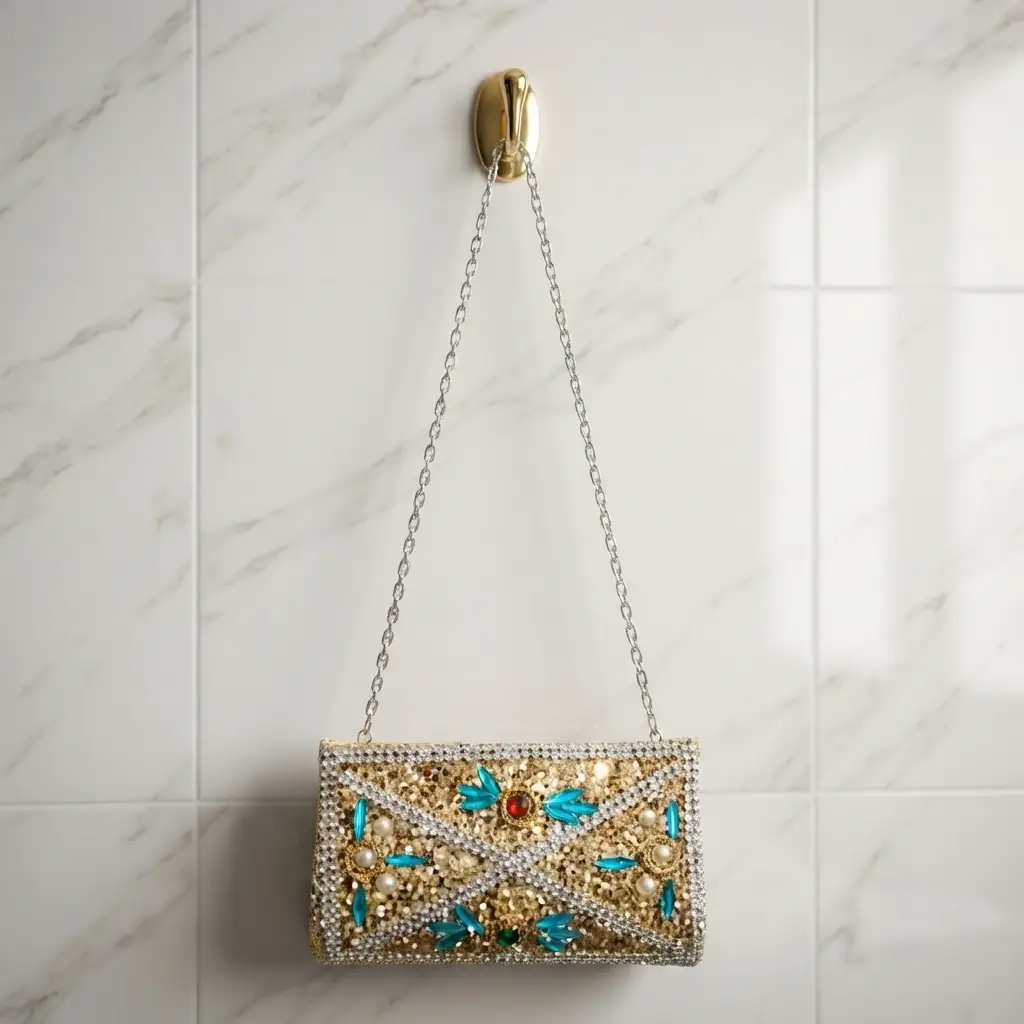 Kids Girls Glitter Party Shoulder HandBag With Chain