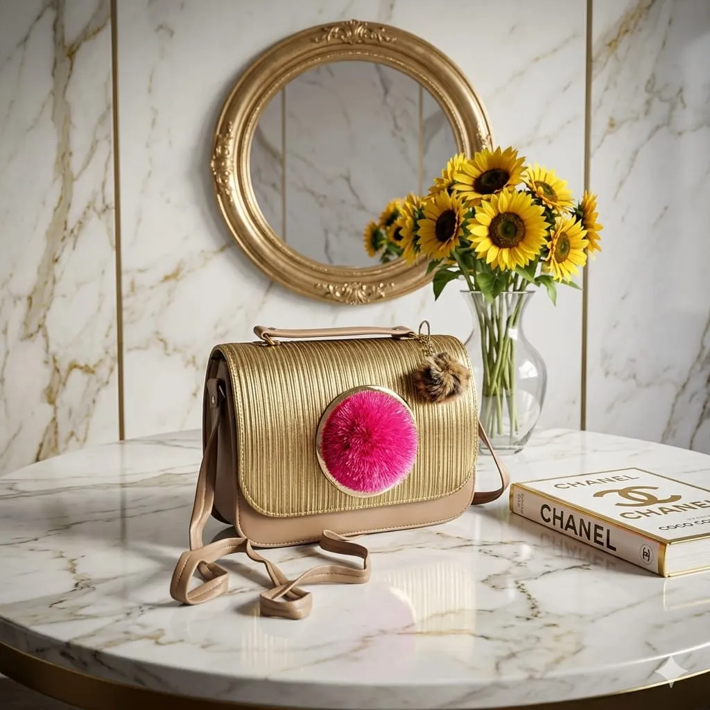 Queen Aura Crossbody Bag Beige PU Leather