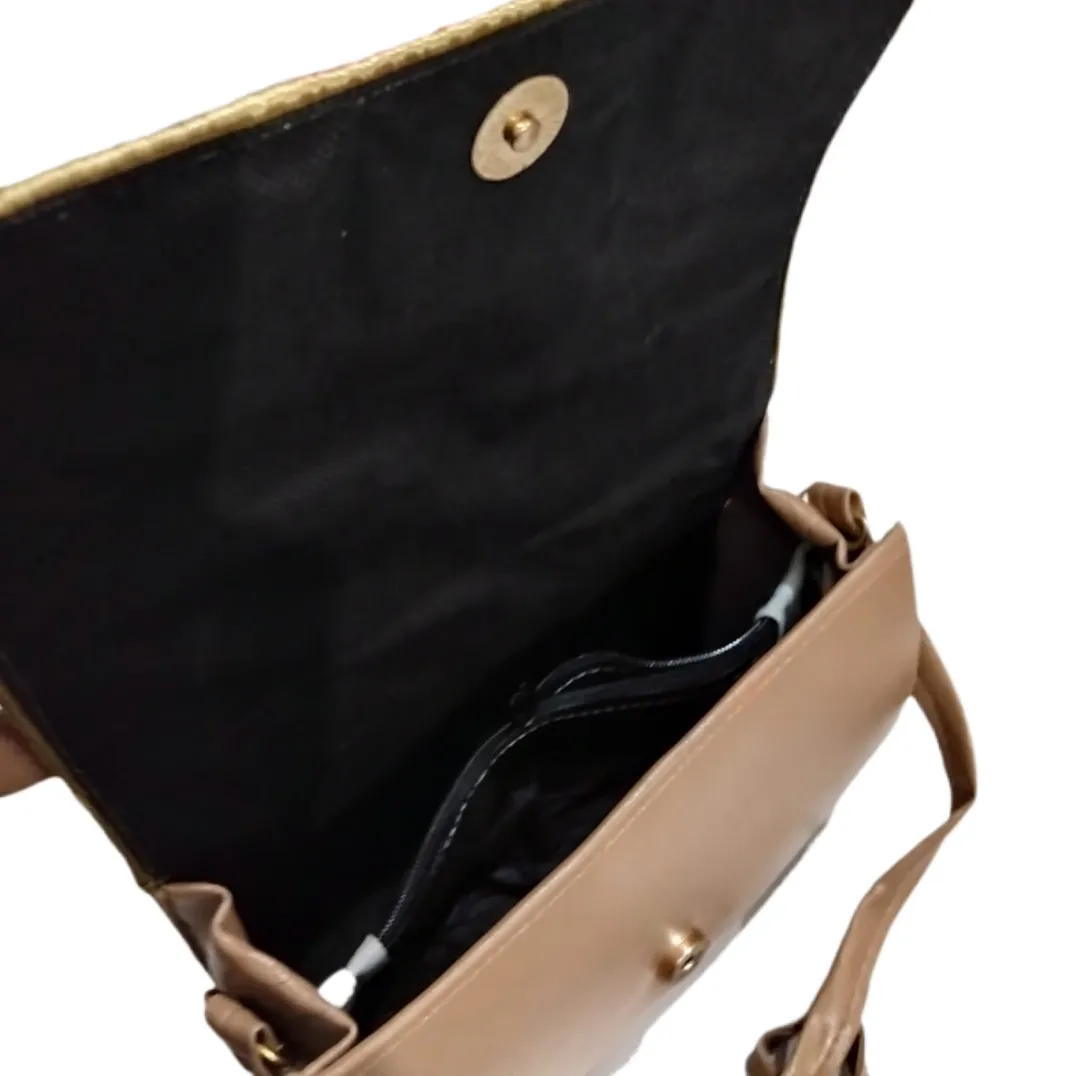 Queen Aura Crossbody Bag Beige PU Leather
