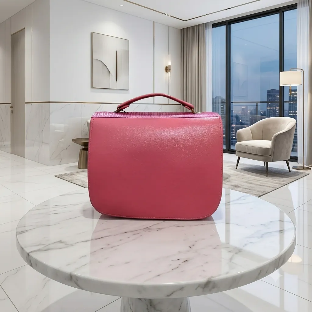 Elegant Blossom Pom Pom Women's Crossbody Pink Bag With Long Strap