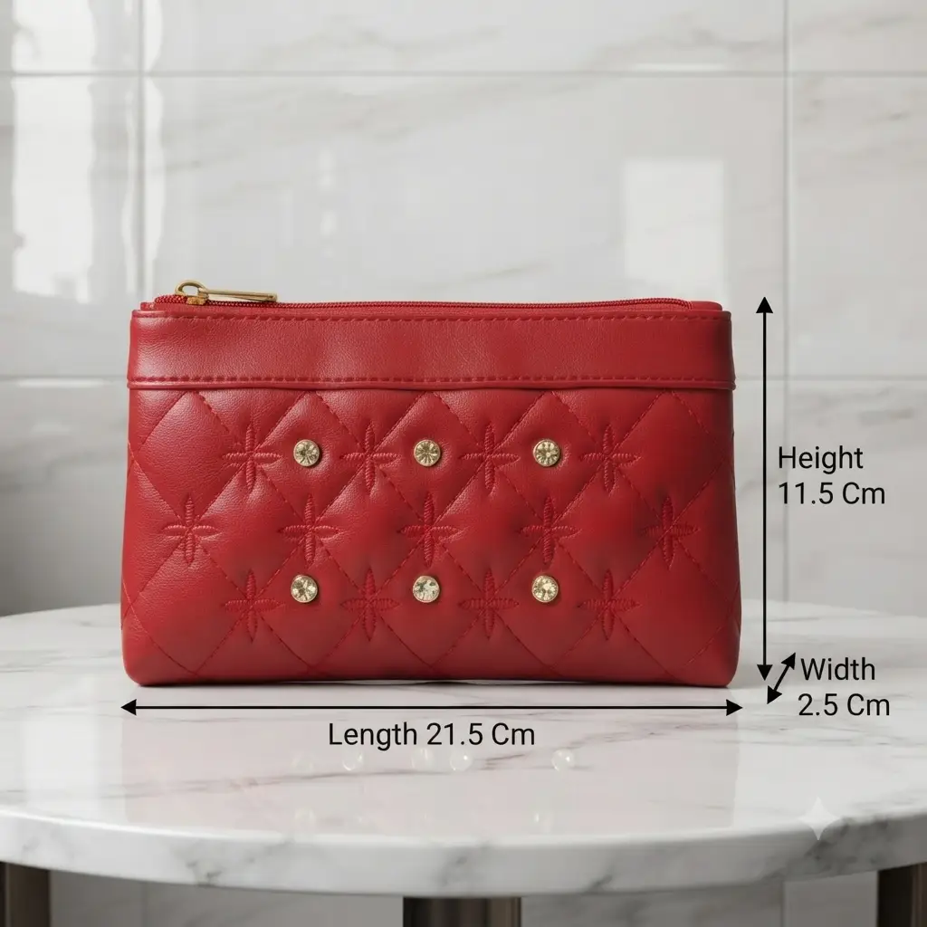 Elegant Embroidered Hand Clutch Double Pocket With Wrist Strap