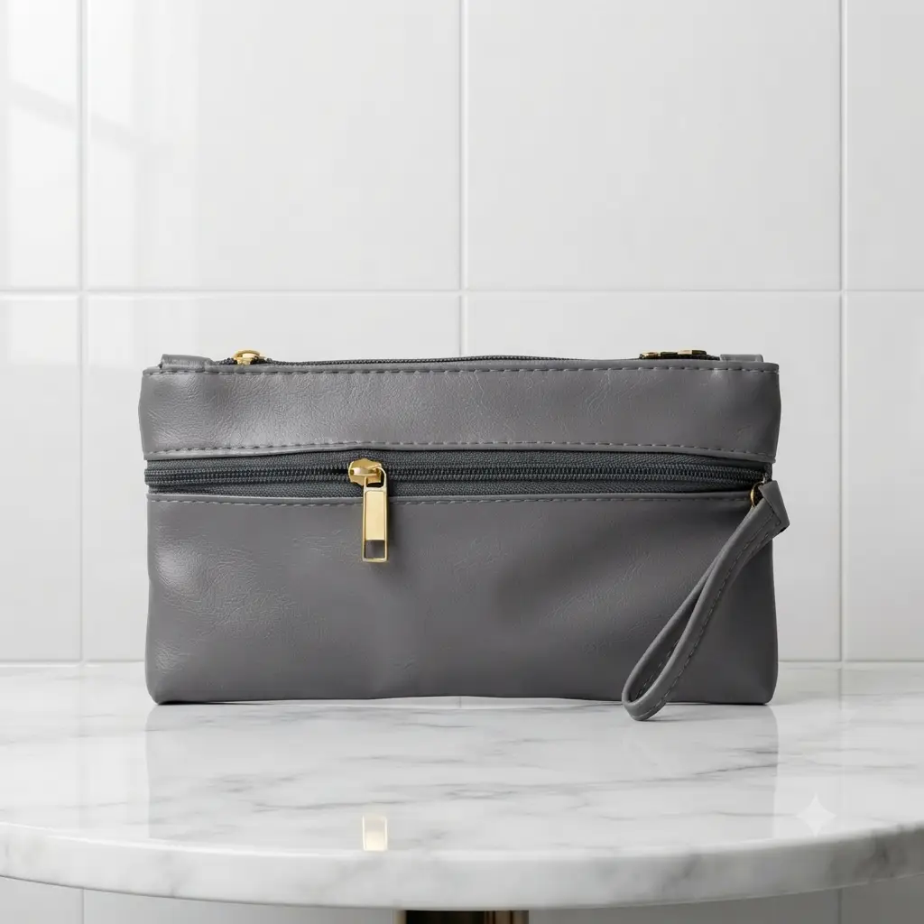 Elegant Embroidered PU Leather Hand Clutch With Wrist Strap