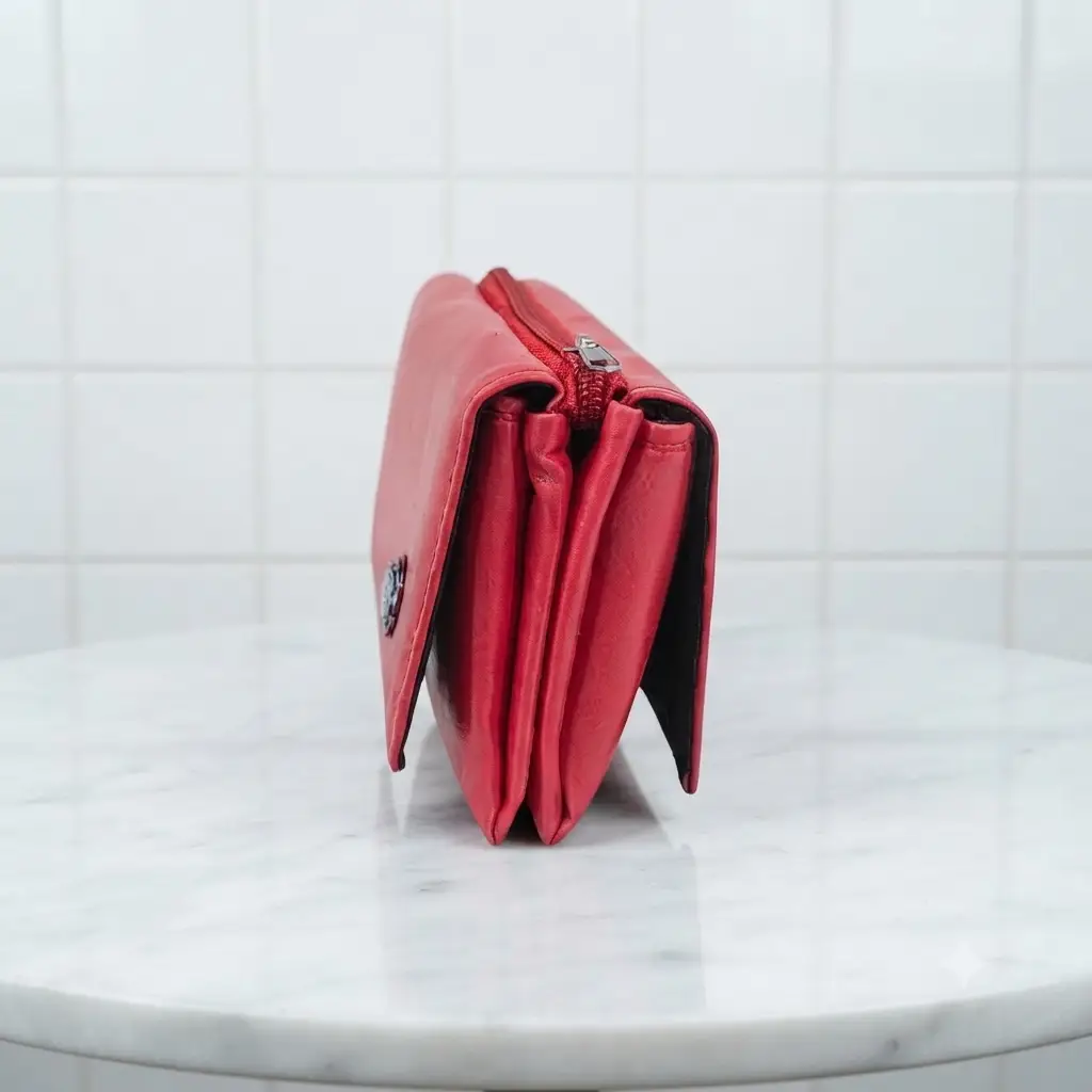 Ladies PU Leather Hand clutch Double Flap Magnetic Closure