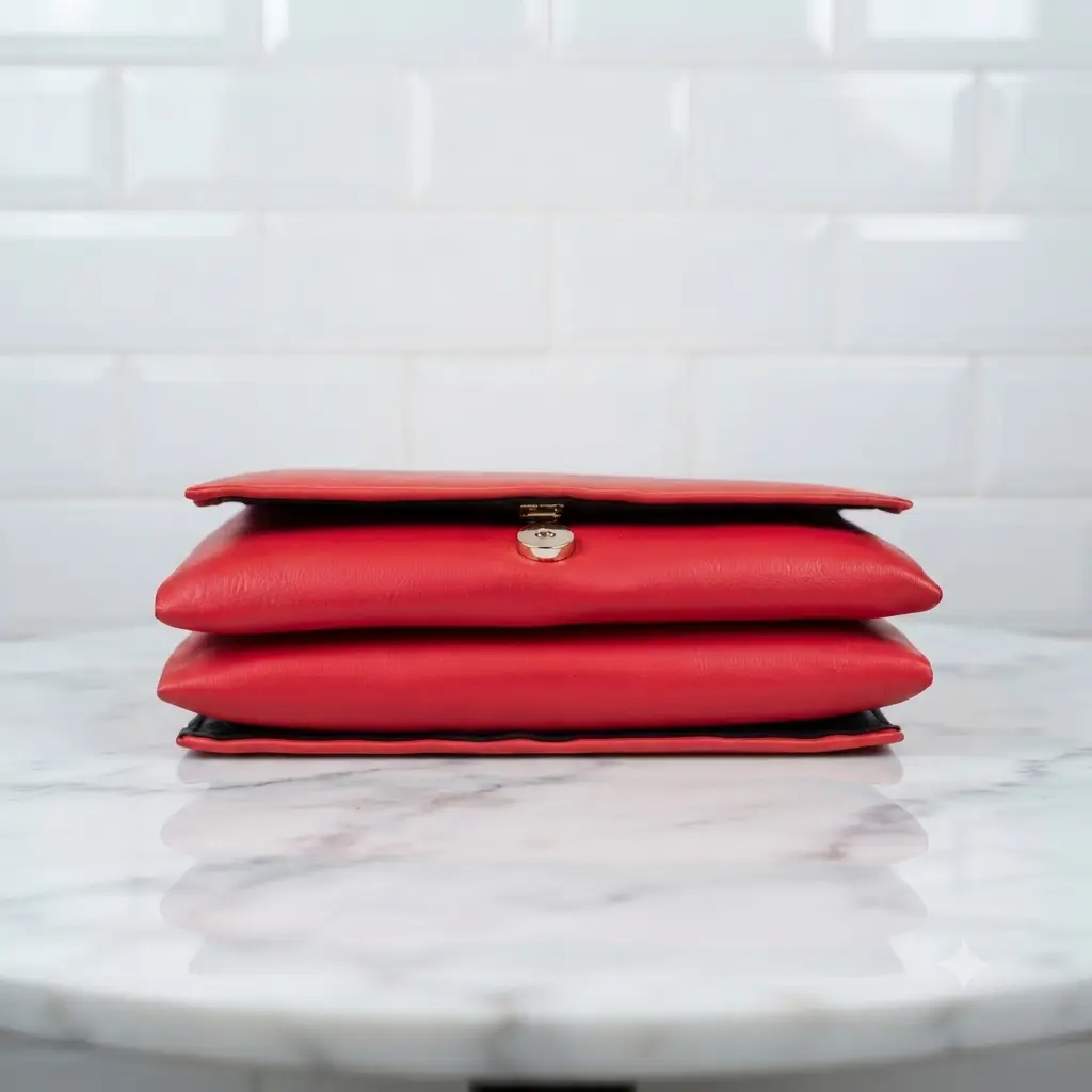 Ladies PU Leather Hand clutch Double Flap Magnetic Closure