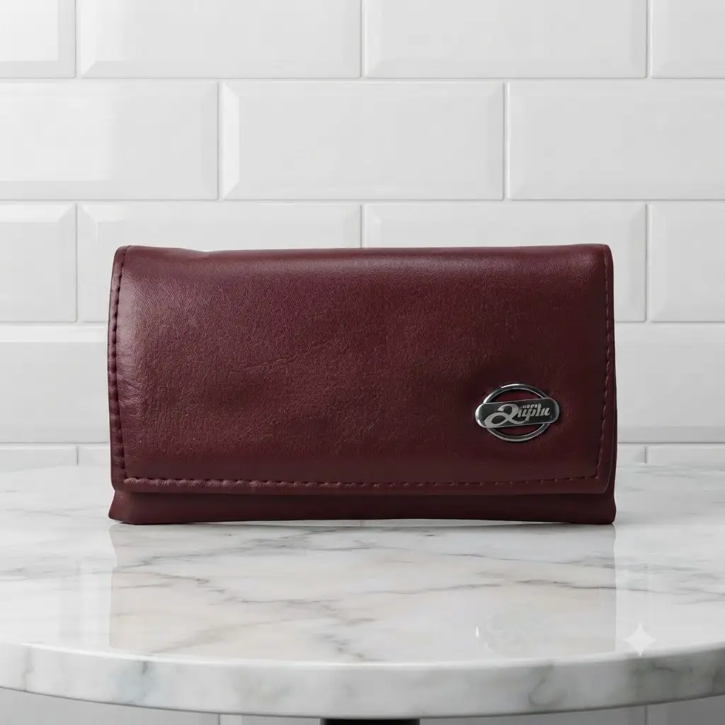 Ladies PU Leather Hand clutch Double Flap Magnetic Closure
