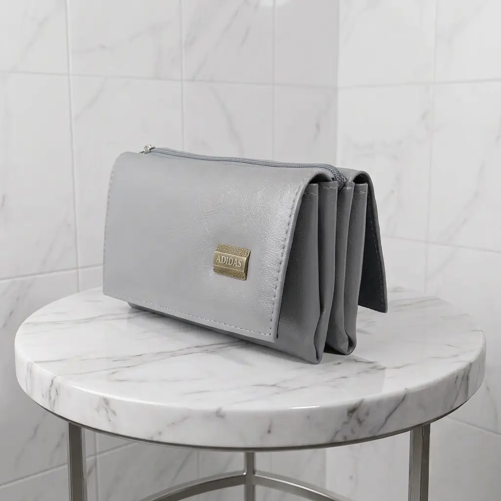 Ladies PU Leather Hand clutch Double Flap Magnetic Closure