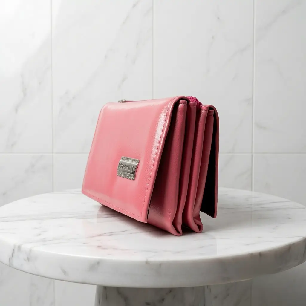 Ladies PU Leather Hand clutch Double Flap Magnetic Closure