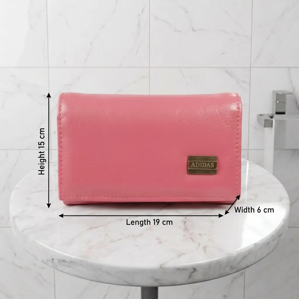 Ladies PU Leather Hand clutch Double Flap Magnetic Closure