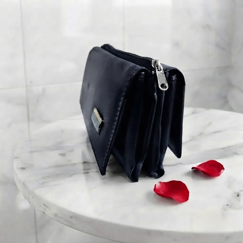 Ladies PU Leather Hand clutch Double Flap Magnetic Closure