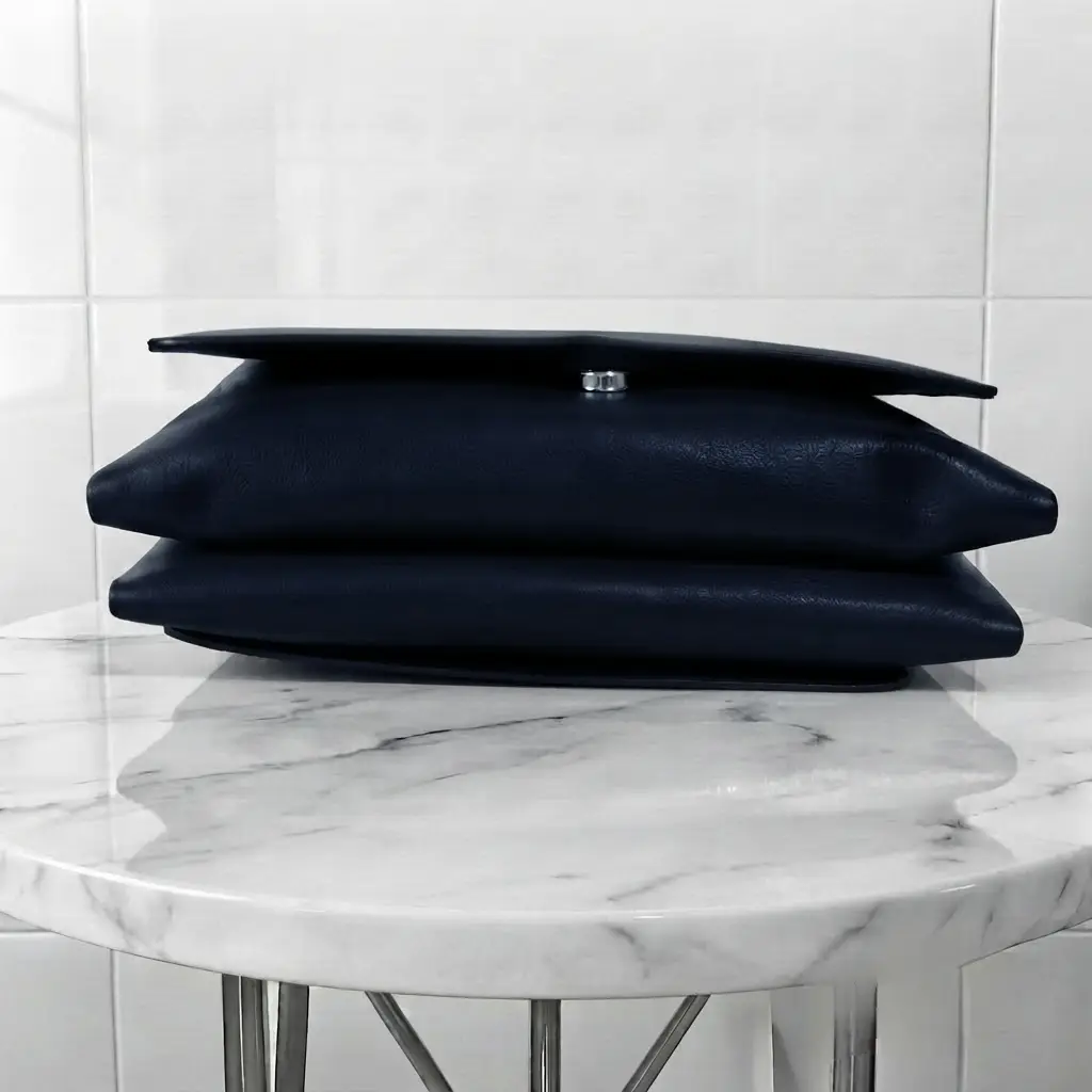 Ladies PU Leather Hand clutch Double Flap - Dark Blue