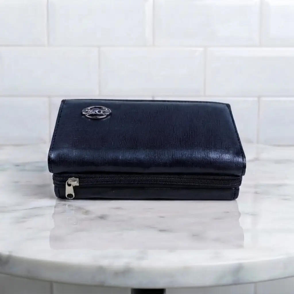 Ladies PU Leather Hand clutch Double Flap - Dark Blue