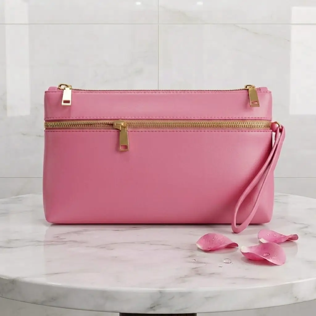 Women's PU Leather Triple Pocket Embroidered Wristlet