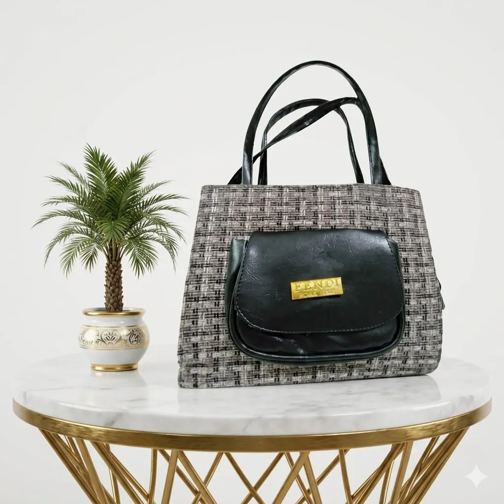 Elegant Black Jute Textured Shoulder Bag for Women 22x10x21.5cm
