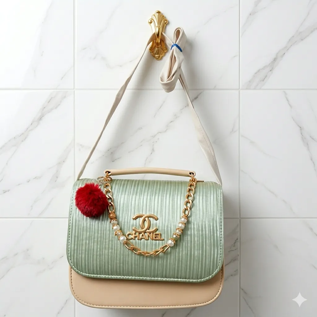 Golden Pearl Luxe Shoulder Bag With Long Strap