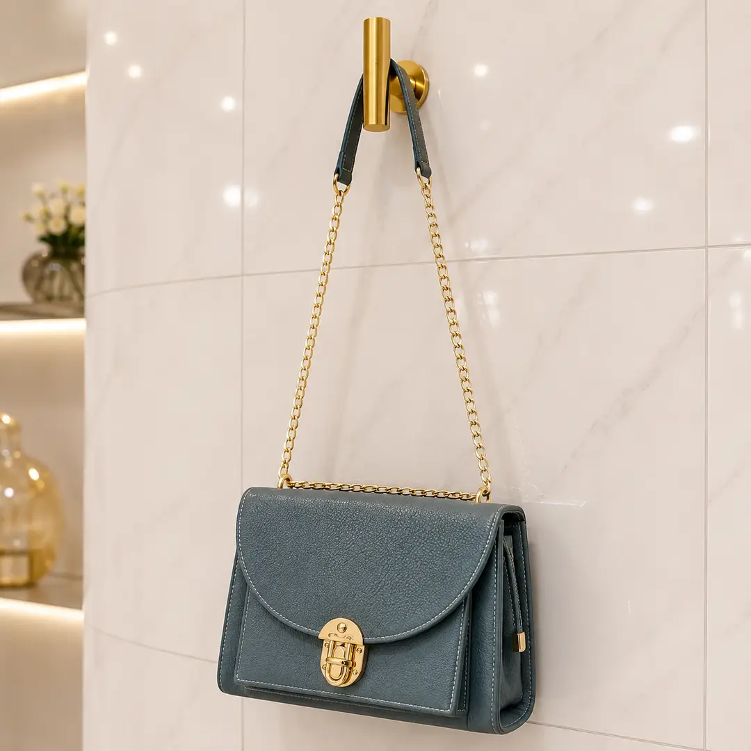 Royal Grey Luxe Shoulder Bag With Long Chain Strap