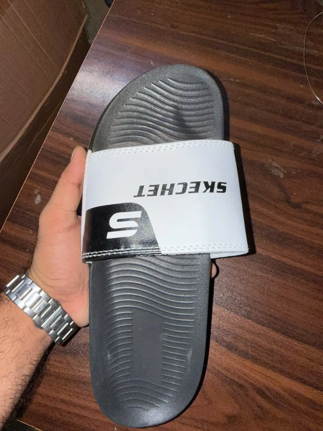 Men's Skecher white Casual Slide Slippers