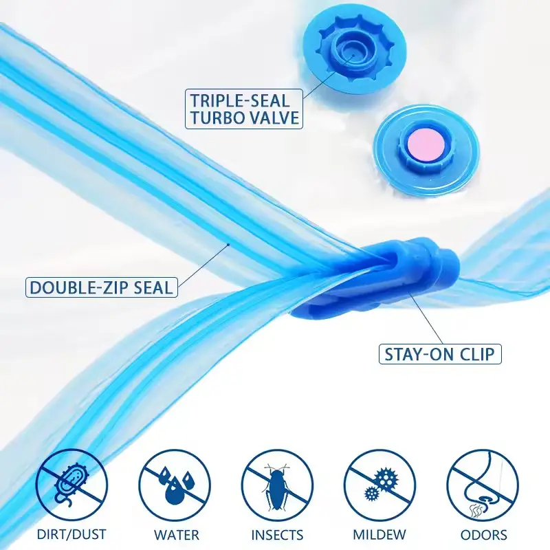 Vacuum Storage Bags with Hand Pump — save up to 80% space.