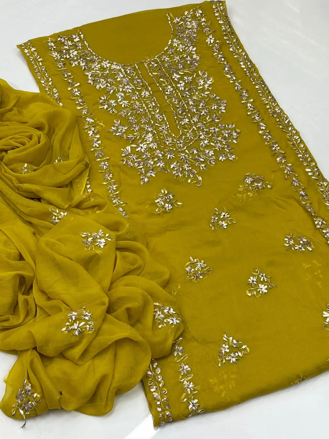 2 Pcs Women's Unstitched Gota Work Suit