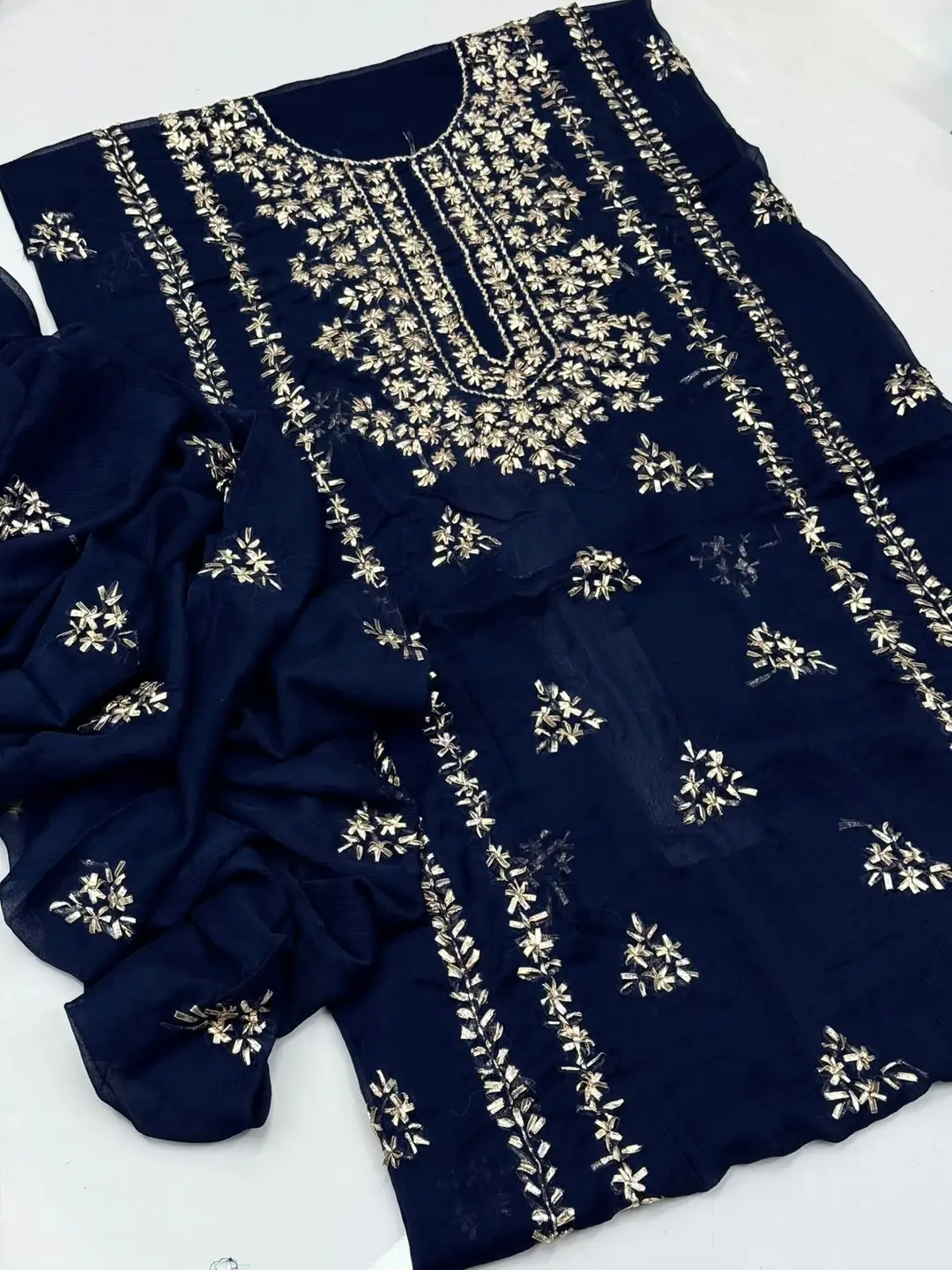 Gota Work 2 Pcs Women's Unstitched Suit