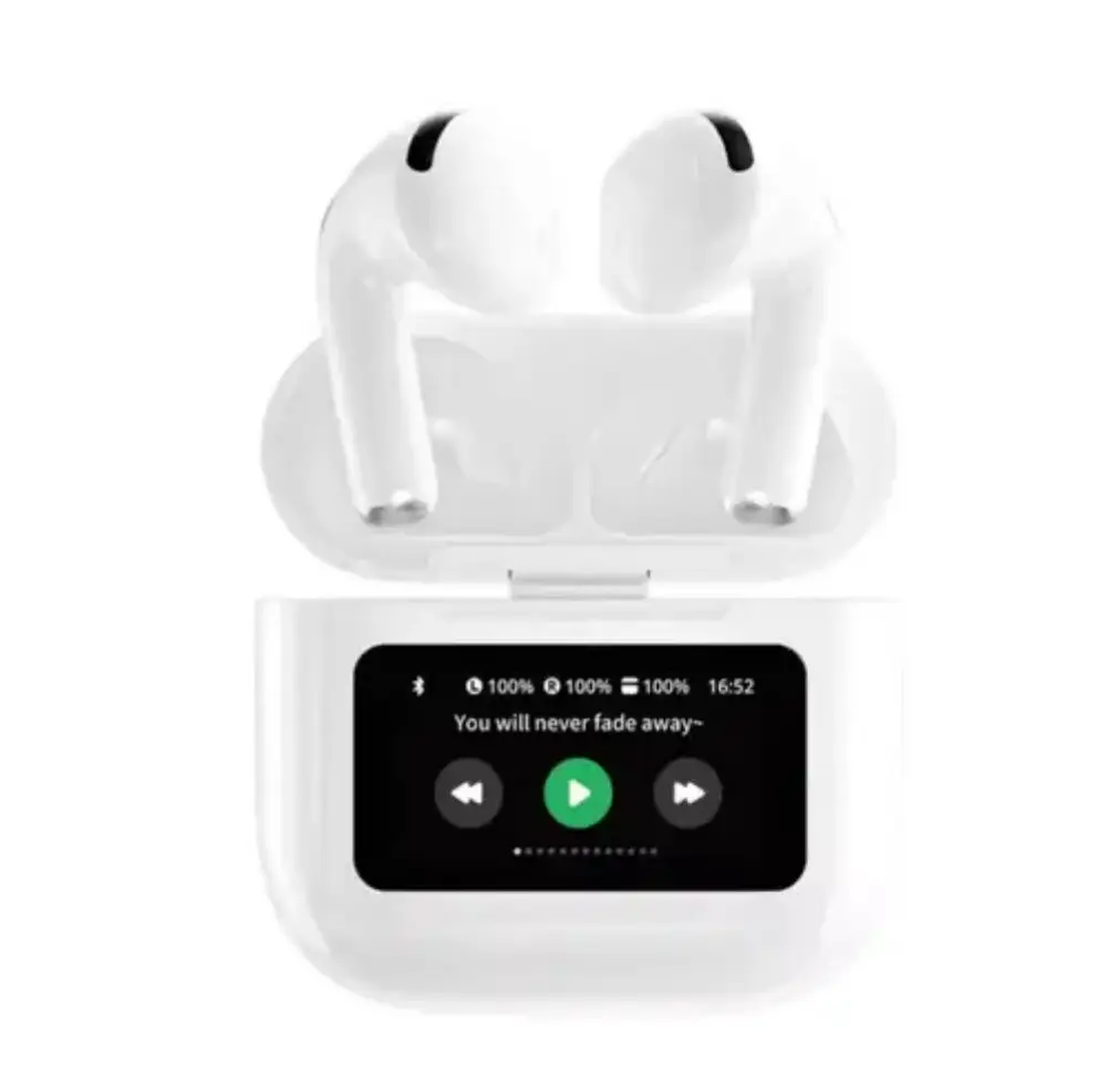 A9 Pro Smart Touch Screen Wireless Earbuds with ANC & Color LCD Display