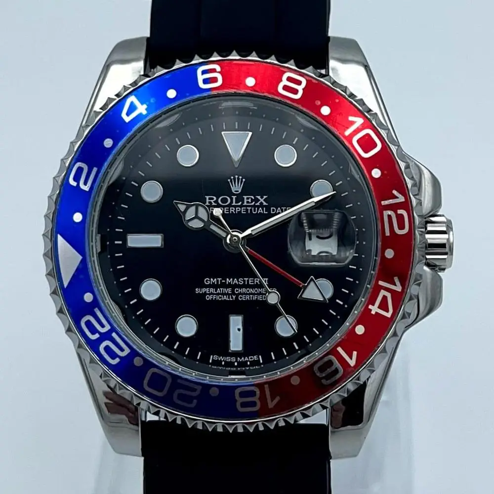 Men's Rolex Style Diver Watch with Date Function Silver Golden Dial Men's Strong Back Case Watch